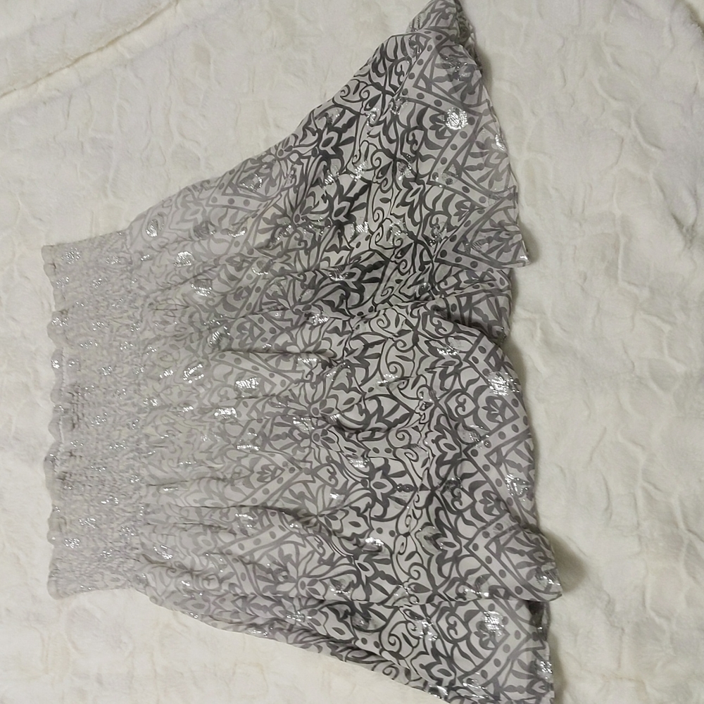White House Black Market Silk Silver/White Ombre Miniskirt